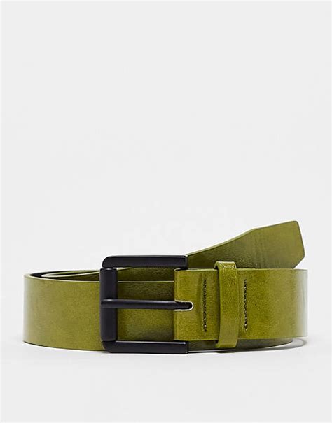 ASOS DESIGN wide faux leather belt in black with western .